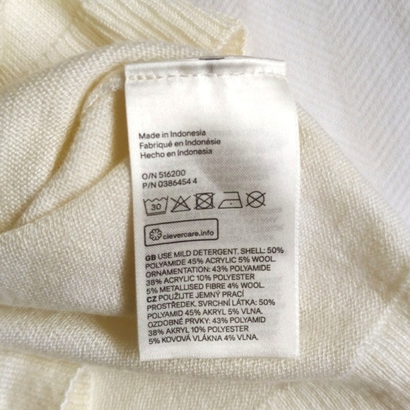 H&M cream snowflake fine knit wool content crewneck sweater 12-18 months girl - Picture 5 of 7